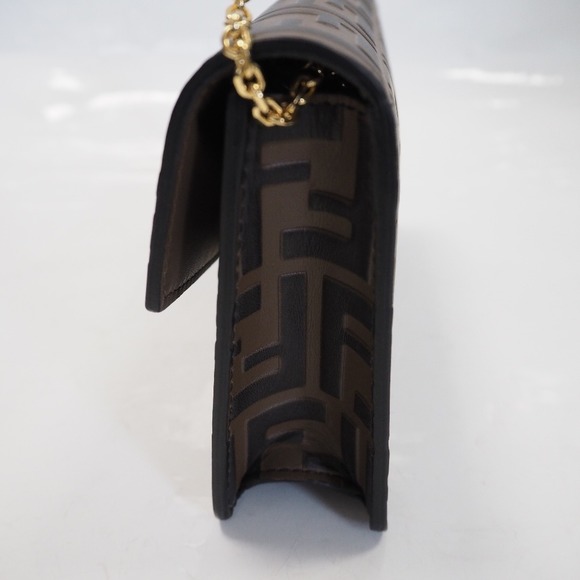 Fendi Chain Wallet FF Diamond Zucca Pattern Brown - Picture 6 of 13